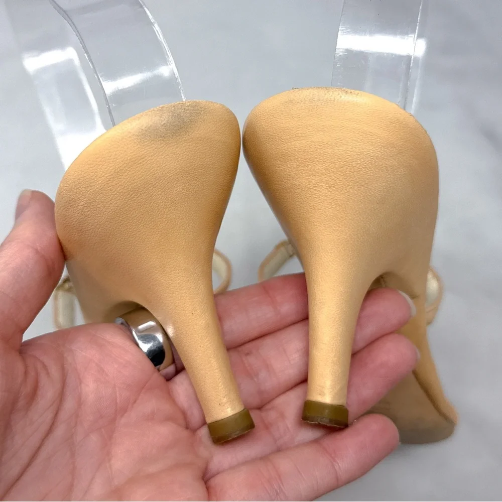 Giuseppe Zanotti Vicini Vintage Y2K Half Moon Open Toe Slide Mule Sandal Heels